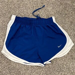 Nike Women's Royal Blue and White Athletic Shorts